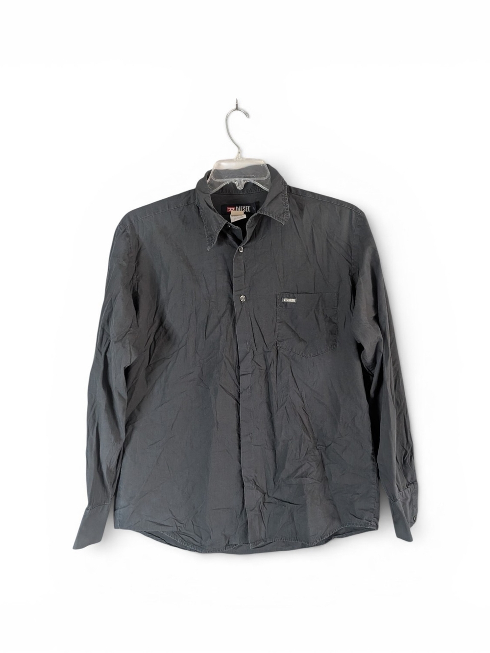 Diesel Men's Charcoal Long-Sleeve Button-Down Shirt Sz.L